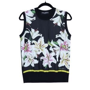 DOLCE & GABBANA Lily Silk Tank Black MSRP $995 Sleeveless Women's 44/US 8